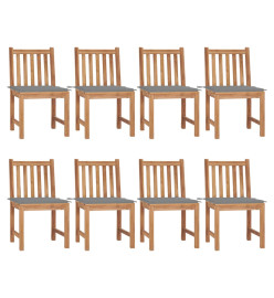 Chaises de jardin 8 pcs avec coussins Bois de teck massif