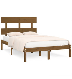 Cadre de lit Marron miel Bois massif 135x190 cm Double