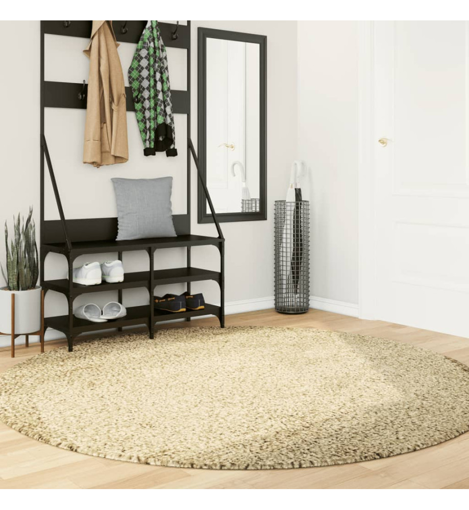 Tapis shaggy à poils longs moderne doré Ø 200 cm