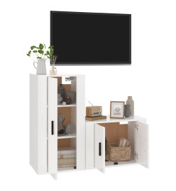 Ensemble de meubles TV 2 pcs blanc brillant bois d'ingénierie