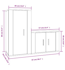 Ensemble de meubles TV 2 pcs blanc brillant bois d'ingénierie