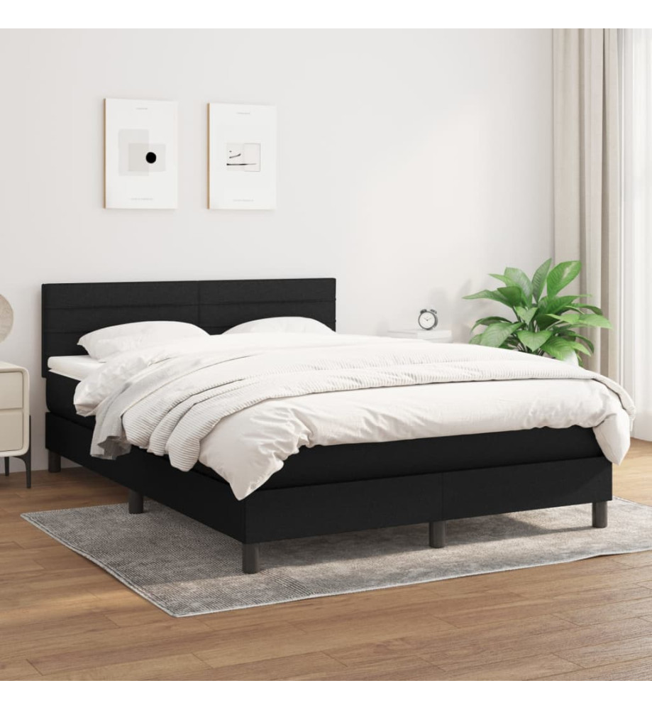 Lit à sommier tapissier avec matelas Noir 140x190 cm Tissu