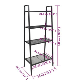 Bibliothèque échelle 4 niveaux Métal Anthracite