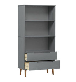 Bibliothèque MOLDE Gris 85x35x170,5 cm Bois massif de pin