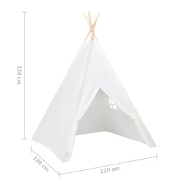 Tente tipi d'enfants avec sac Peau de pêche Blanc 120x120x150cm