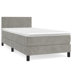 Lit à sommier tapissier et matelas Gris clair 80x200 cm Velours