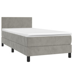 Lit à sommier tapissier et matelas Gris clair 80x200 cm Velours