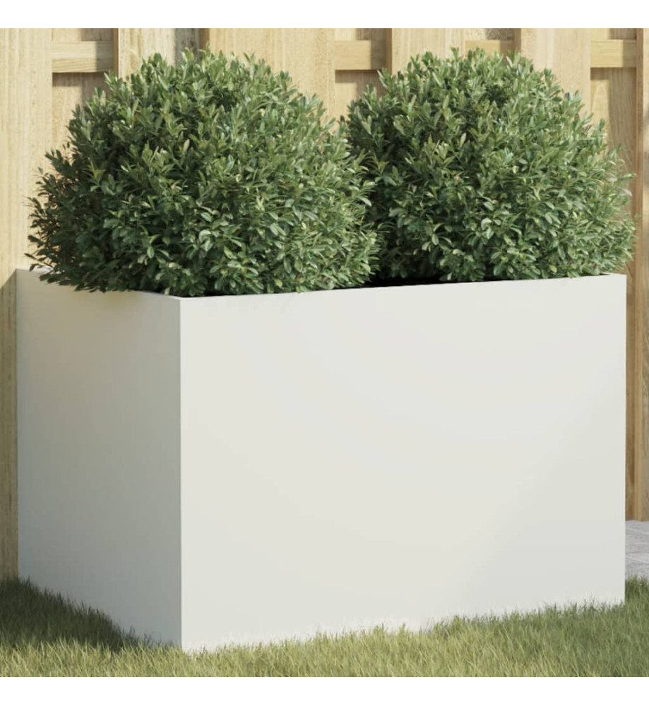 Jardinière blanc 62x47x46 cm acier laminé à froid