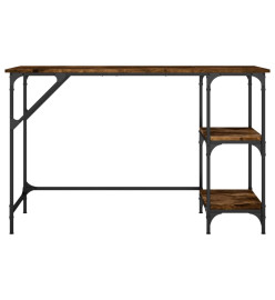 Bureau chêne fumé 120x50x75 cm métal et bois d'ingénierie