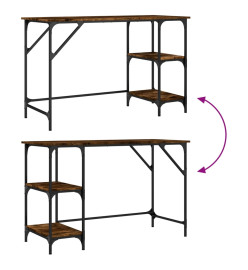 Bureau chêne fumé 120x50x75 cm métal et bois d'ingénierie