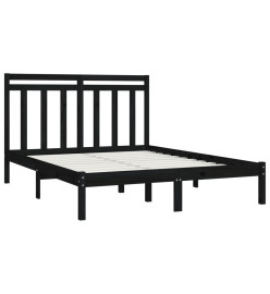 Cadre de lit Noir Bois massif 135x190 cm Double