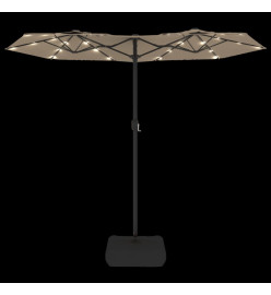 Parasol à double tête avec LED taupe 316x240 cm