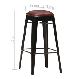 Tabourets de bar lot de 4 noir cuir véritable