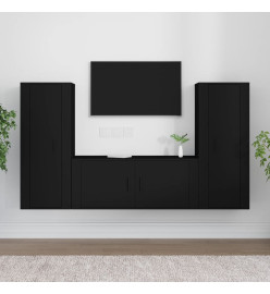 Ensemble de meubles TV 3 pcs Noir Bois d'ingénierie