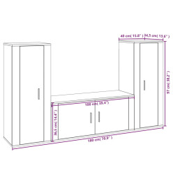 Ensemble de meubles TV 3 pcs Noir Bois d'ingénierie