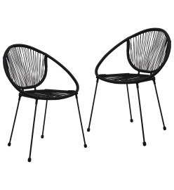 Ensemble à dîner d'extérieur 3 pcs Rotin PVC Noir