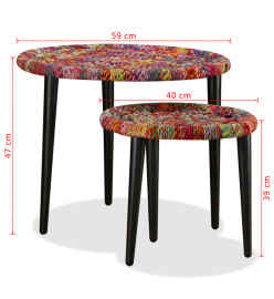 Table basse 2 pcs Détails tissés chindi Multicolore