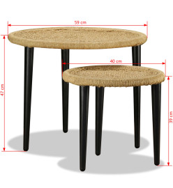 Table basse 2 pcs jute naturelle