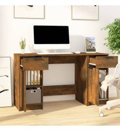 Bureau avec armoire latérale Chêne fumé Bois d'ingénierie