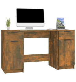 Bureau avec armoire latérale Chêne fumé Bois d'ingénierie