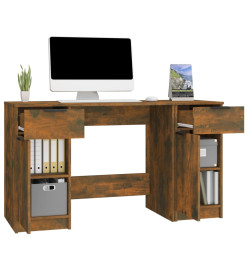 Bureau avec armoire latérale Chêne fumé Bois d'ingénierie