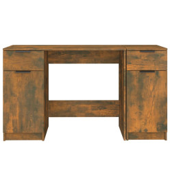 Bureau avec armoire latérale Chêne fumé Bois d'ingénierie