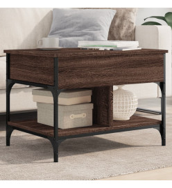 Table basse chêne marron 70x50x50 cm bois d'ingénierie et métal
