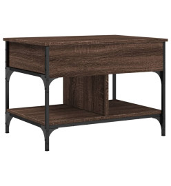 Table basse chêne marron 70x50x50 cm bois d'ingénierie et métal
