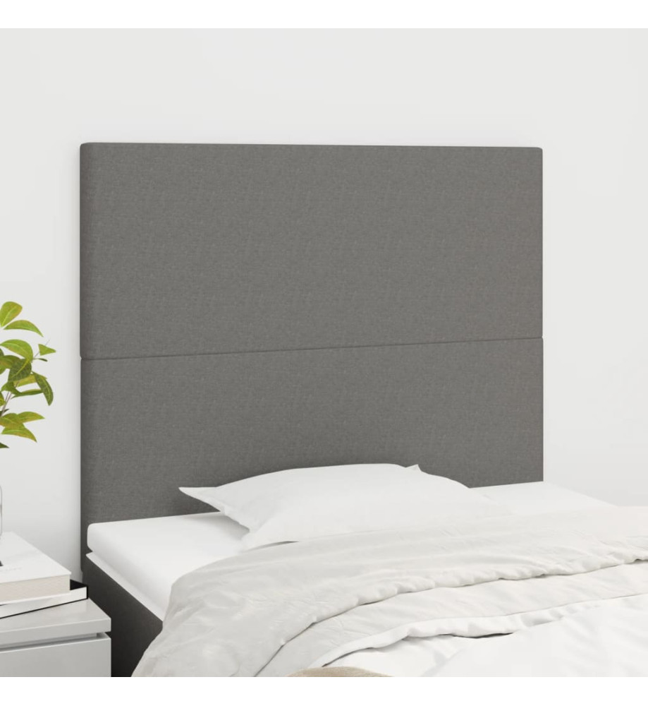 Têtes de lit 2 pcs Gris foncé 100x5x78/88 cm Tissu