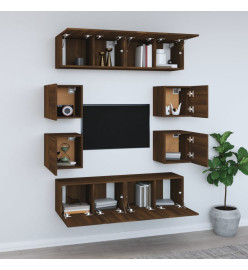 Ensemble de meubles TV 8 pcs Chêne marron Bois d'ingénierie