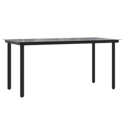 Mobilier à dîner de jardin et coussins 5pcs Noir Résine tressée