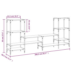 Meuble TV sonoma gris 206,5x28,5x95 cm bois d'ingénierie