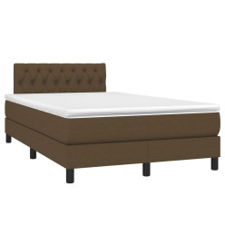 Sommier tapissier matelas et LED Marron foncé 120x200 cm Tissu