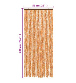 Rideau anti-mouches ocre et blanc 56x200 cm chenille