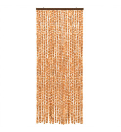 Rideau anti-mouches ocre et blanc 90x200 cm chenille