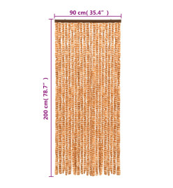 Rideau anti-mouches ocre et blanc 90x200 cm chenille