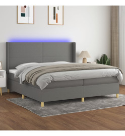 Sommier tapissier et matelas et LED Gris foncé 200x200 cm Tissu