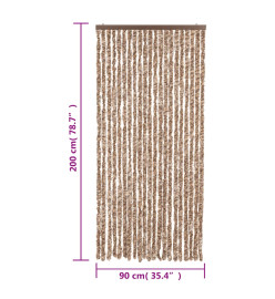 Rideau anti-mouches beige et marron foncé 90x200 cm chenille