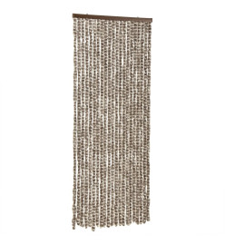 Rideau anti-mouches taupe et blanc 100x200 cm chenille