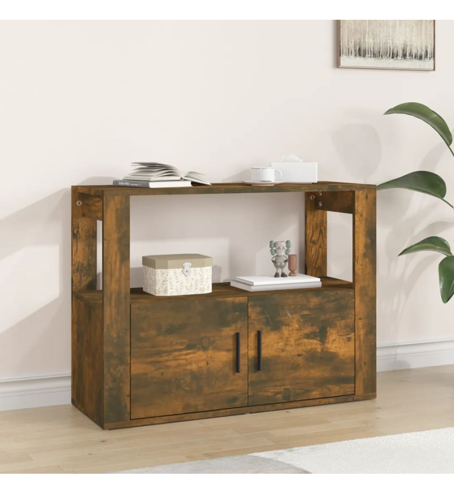 Buffet Chêne fumé 80x30x60 cm Bois d'ingénierie