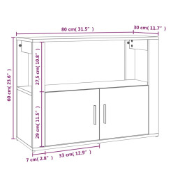 Buffet Chêne fumé 80x30x60 cm Bois d'ingénierie