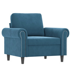 Fauteuil Bleu 60 cm Velours