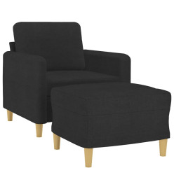 Fauteuil avec repose-pied Noir 60 cm Tissu