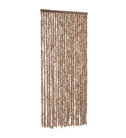 Rideau anti-mouches beige et marron foncé 100x230 cm chenille