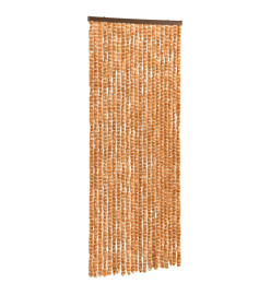 Rideau anti-mouches ocre et blanc 100x200 cm chenille