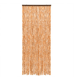 Rideau anti-mouches ocre et blanc 100x200 cm chenille