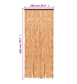 Rideau anti-mouches ocre et blanc 100x200 cm chenille