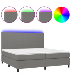 Sommier tapissier et matelas et LED Gris foncé 200x200 cm Tissu