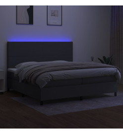 Sommier tapissier et matelas et LED Gris foncé 200x200 cm Tissu