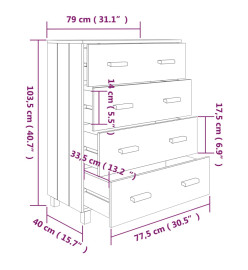 Buffet HAMAR Marron miel 79x40x103,5 cm Bois massif de pin